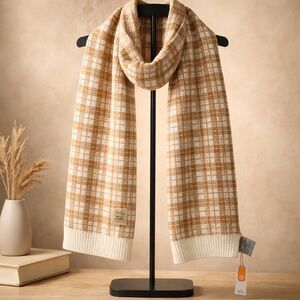 Timberland Mustard and Cream Plaid Scarf NWT
